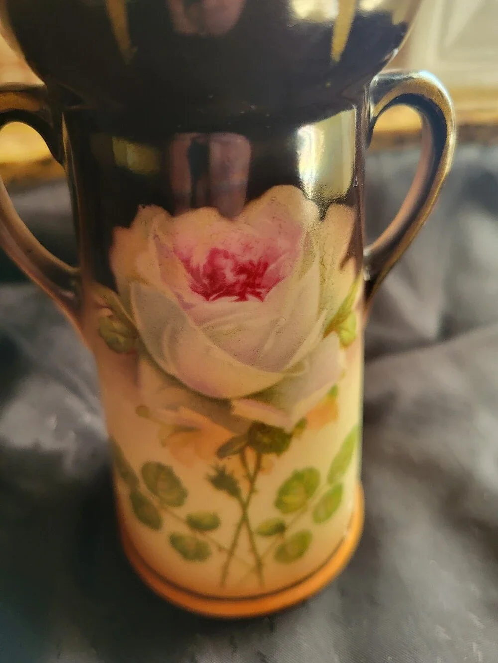 Stamped Cechalovakia 5.25 Inch Hanfpainted Rose Vase